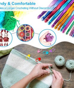 Alternative view of Vodiye 14 Sizes Crochet Hooks Set 2.0–10.0mm. Colorful Metal Crochet Needles. Ergonomic for Comfortable Crocheting