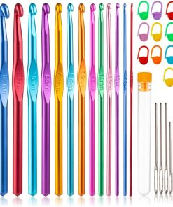 Vodiye 14 Sizes Crochet Hooks Set 2.0–10.0mm. Colorful Metal Crochet Needles. Ergonomic for Comfortable Crocheting